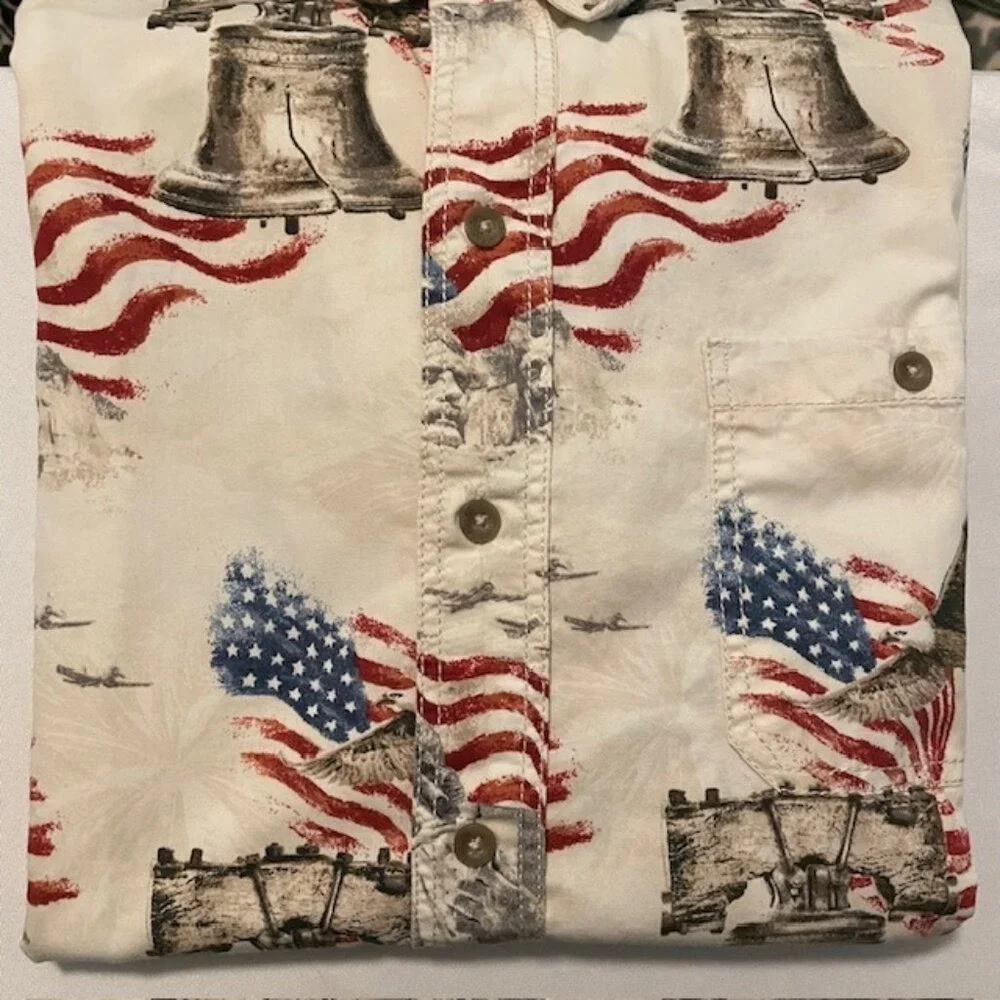 Red Head Brand 2XL Liberty Bell USA Flag Mt Rushmore Eagle Shirt Men Patriotic‎